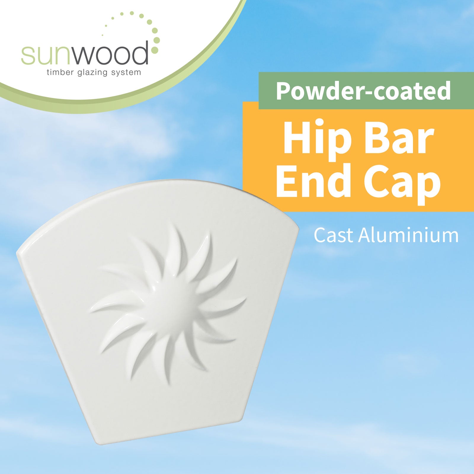 White End Cap for Sunwood Screw-Down Conservatory Roof Glazing Hip Bar