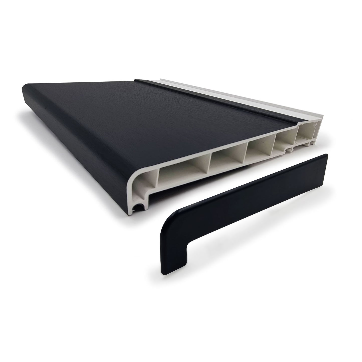 Black 2m 225mm uPVC Plastic Window Sill in lengths 1m, 1.35m, 2m and 2.5m