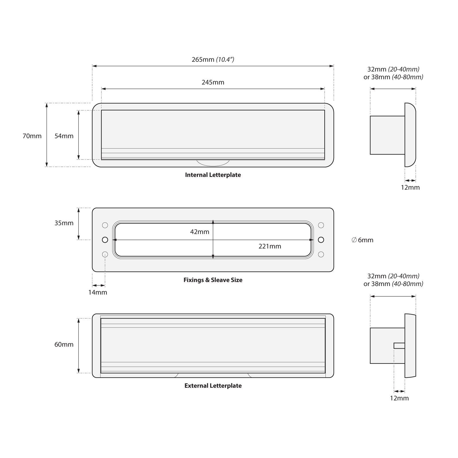 White/Black 20-40mm Yale Yaleseal 10" Letterplate Post box - 20-40mm, Black/Black