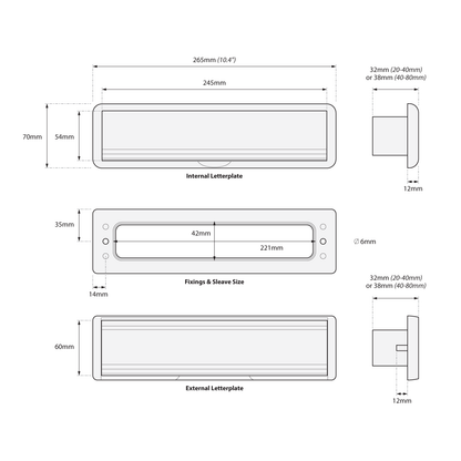 White/Black 20-40mm Yale Yaleseal 10" Letterplate Post box - 20-40mm, Black/Black