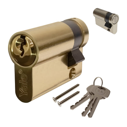 Brass 30/10 (45mm) None (3 total) Yale Standard Half Euro Cylinder Standard Garage Lock