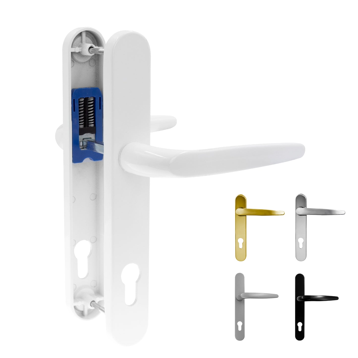 White Short Yale Trojan Sparta 92pz Lever/Lever Door Handle Set