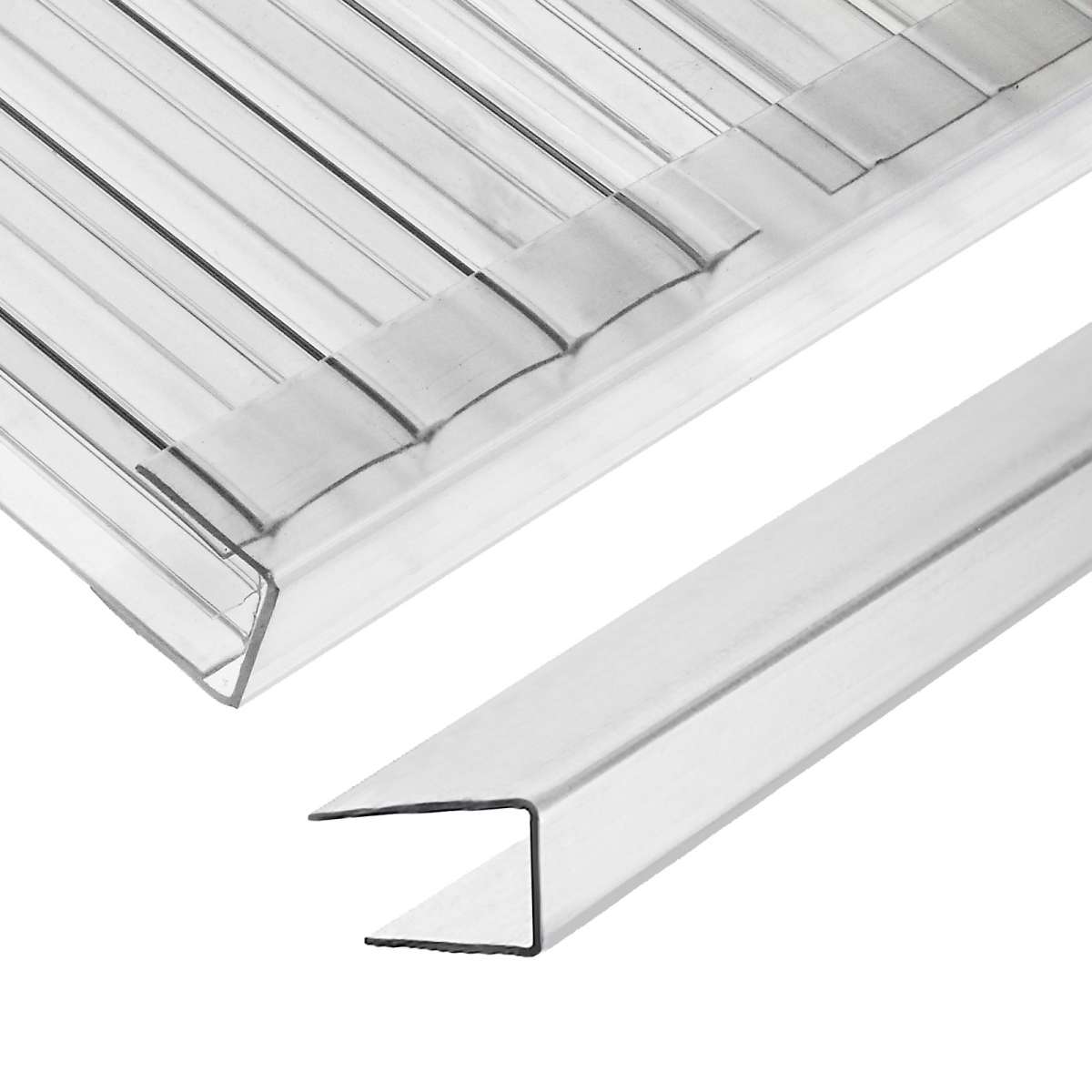 Clear C Section Edge Protector Trim For Multiwall Polycarbonate Sheets