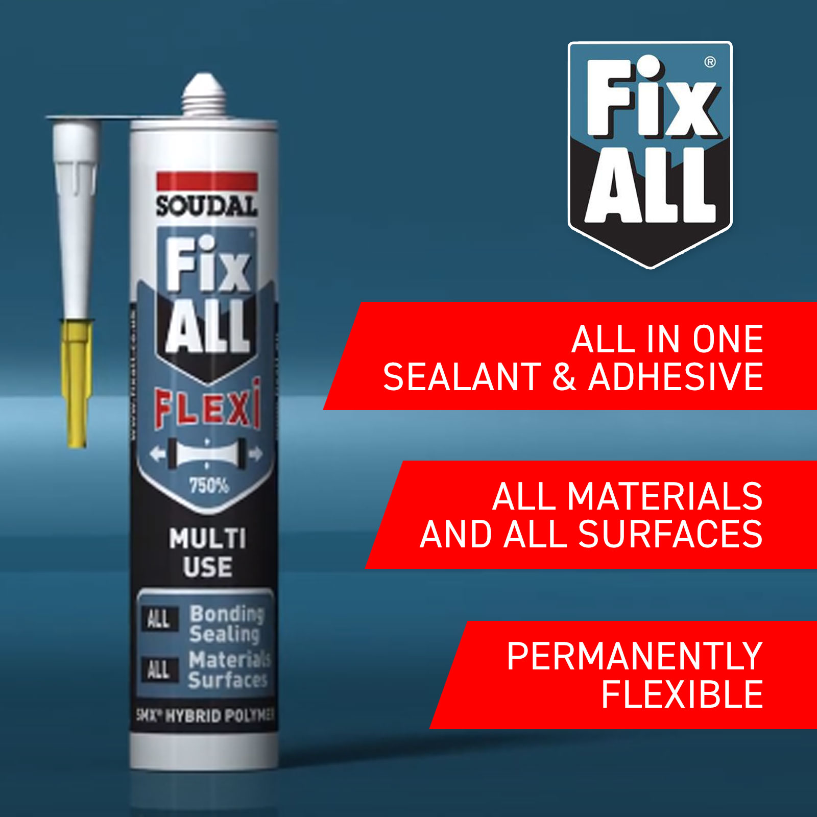 Soudal Fix ALL FLEXI CRYSTAL SUPER CLEAR Food Safe Sealant Adhesive